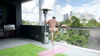 Doing naked yoga on the balcony Part 1 Nick Sandell - Gay Fans BussyHunter.com