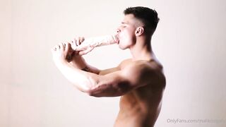 Being a tease and sucking a huge dildo Malik Delgaty - Gay Fans BussyHunter.com