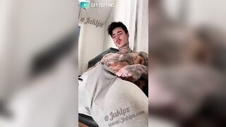 Jerking my cock and precumming through my pants then spraying a load everywhere Jake Andrich Jakipz - Gay Fans BussyHunter.com