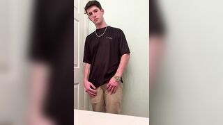 Jerking off in the bathroom and shooting a big load AyoPoppin - Gay Fans BussyHunter.com