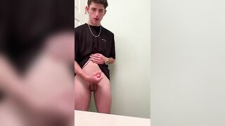 Jerking off in the bathroom and shooting a big load AyoPoppin - Gay Fans BussyHunter.com