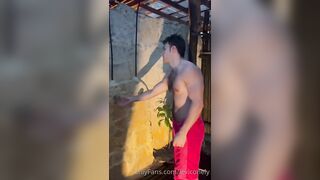 Having a quick shower outside Levi Conely - Gay Fans BussyHunter.com