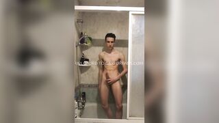 Having a shower and jerking my big cock Andrew Miller - Gay Fans BussyHunter.com