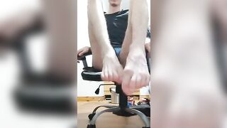 showing off my sexy long feet and my soles while squatting on my chair peter bony - gay video