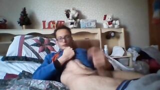 skinny teen strokes his cock while lying down on a bed peter bony - gay video