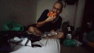 gainer eating a big slide pizza nathan nz - gay video