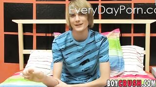 twink preston andrews strokes his large cock post interview boy crush - gay video