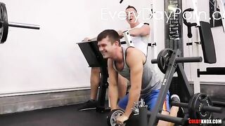 paris pierce pounds the hell out mickey knox in the gym colby knox - gay video