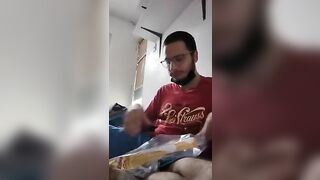 boy in red finishing 3 hot dogs food fetish gainer nathan nz - gay video
