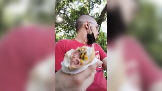 eating a big hot dog at the park nathan nz - gay video