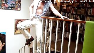 stripping on stairs hairyartist - gay video
