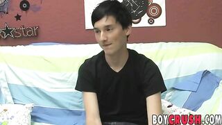 twink interviewed before he strips and works his ass boy crush - gay video